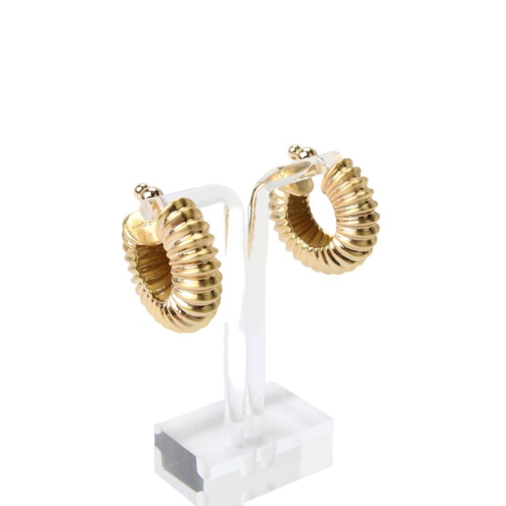 Cult Gaia Womens Gold Tone Ribbed Hoop Earrings